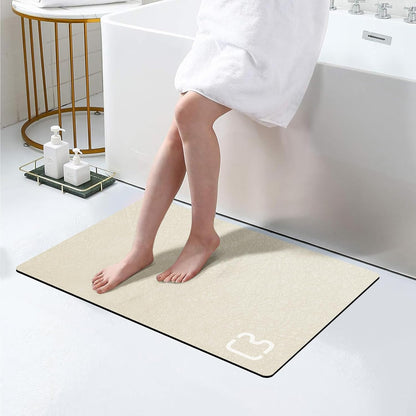 Diatomaceous Earth Bath Mat Rugs Super Absorbent Diatomite Stone Bath Mat Non Slip Quick Dry Thin Bathroom Mat Fit Under Door, Floor Rugs in Front of Bathtub, Shower Room, Sink,15.7"x23.6", Grey