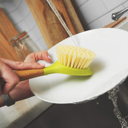 Full Circle Daily Dish Brush-Bamboo Handle Dish Brush–Sustainable Kitchen Cleaning with Tough Bristles-Natural Dish Scrubber,Nonstick & Cast Iron Cleaner-Long Handle Brush for Dishes,Pots,and Pans