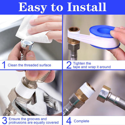 100 Rolls Teflon Tape,1/2 x 520 in Plumbers Tapes, PTFE Tape Waterproof Sealant Pipe Tape for Shower Head,Pipe Reparing,Thread Tape,White