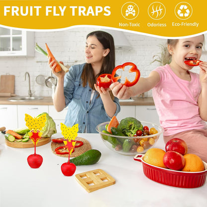 Qualirey 18 Pack Fruit Fly Trap for Indoors, Fruit Fly Traps with Yellow Sticky Pads, Gnat Catcher Killer Catcher for Indoors Outdoor Home Kitchen (Not Include Lure Refill Liquid)