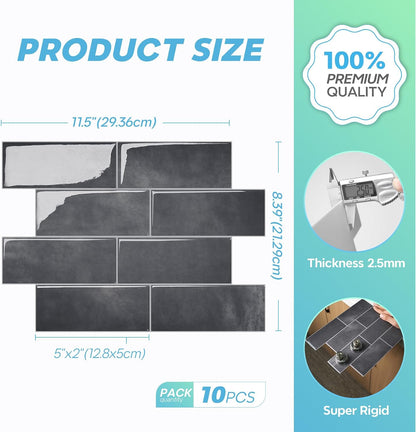 STICKGOO 10 Sheets Subway Tile Peel and Stick Backsplash, Extra Thick 3D Wall Tiles with Commercial-Grade Adhesive for Kitchen, Bathroom, Laundry Room,11.56"x8.38"(White)