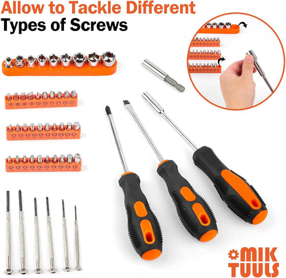 Tool Set 148PCS, Automotive and Household Tool Kit, Basic Tool Box for Men, Pefect for Car Enthusiasts and DIY Home Repairs
