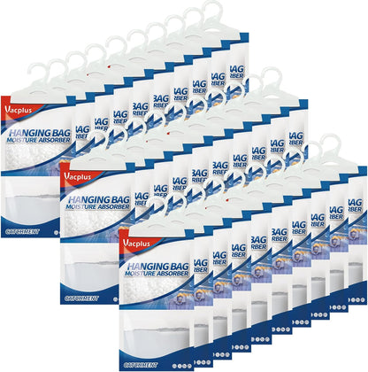 Vacplus Moisture Absorbers Packets, Fragrance Free 20 Pack, Humidity Packs, Dessicant Packets, Hanging Closet Dehumidifier Bags, Odor Eliminator for Bathroom 9.8OZ