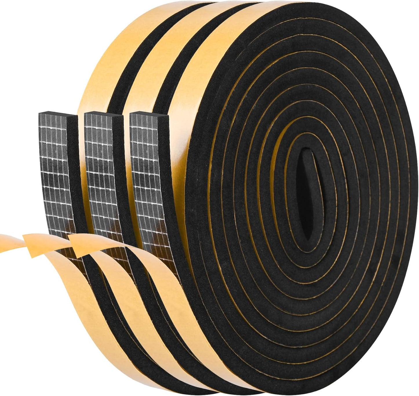 Kikerike Self Adhesive Foam Tape Weatherstrip 1/2In x 1/4In x 16.5Ft High Density Foam Insulation Strips Seal Weather Stripping with Strong Adhesive for Door and Window Sound Isolation Soundproofing