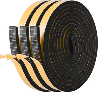 Kikerike Self Adhesive Foam Tape Weatherstrip 1/2In x 1/4In x 16.5Ft High Density Foam Insulation Strips Seal Weather Stripping with Strong Adhesive for Door and Window Sound Isolation Soundproofing