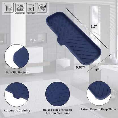 MicoYang Silicone Bathroom Soap Dishes with Drain Spout-Bathroom and Kitchen Sink Organizer,Sponge Holder,Dish Soap Tray,Perfect for Dispenser,Scrubber,Bottle,Cup on Sink or Counter-Coffee 4.9"×3.2"