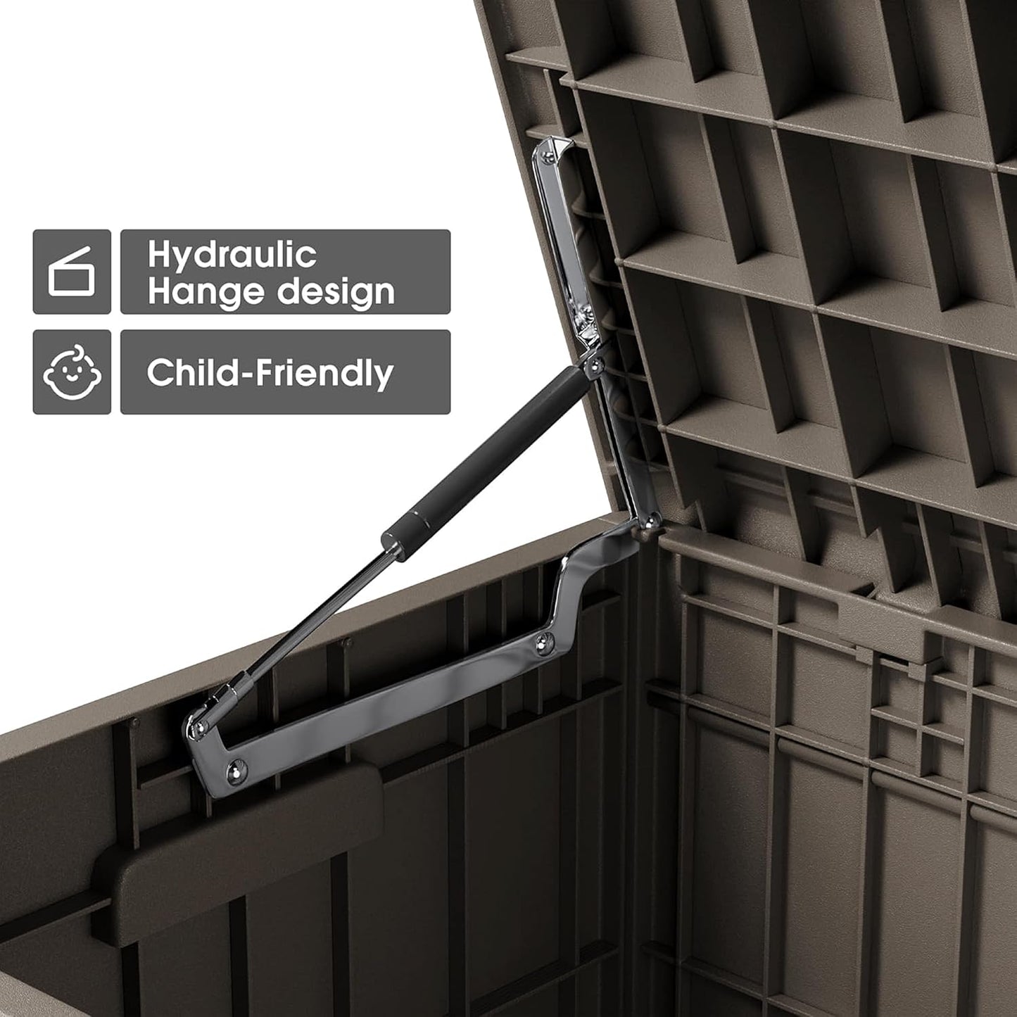 Greesum 110 Gallon Outdoor Storage Box with Lockable Lid, All-Weather for Patio Furniture, Pool Supplies & Garden Tools, Waterproof, UV-Resistant Large Deck Box, Dark Black