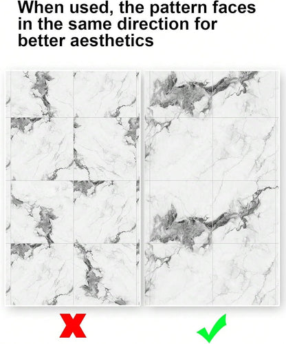 Chejiaye 10pcs Marble Peel and Stick Backsplash Waterproof Washroom Wall Panels, Peel and Stick Tile, PVC Foam Wall Panels for Kitchen,Bathroom,Living Room,Blue and Gold(Not Real Tile,11.8" x 11.8")