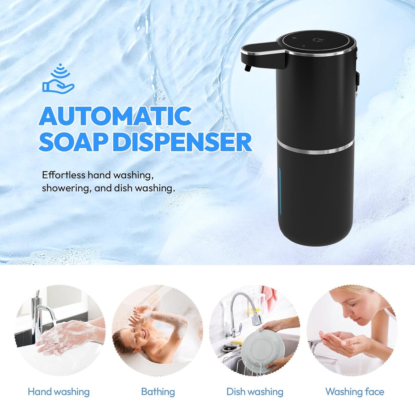 2 Pack Automatic Foaming Soap Dispenser,Touchless Foam Soap Dispenser,12.8oz Rechargeable Wall Mounted Smart for Bathroom and Kitchen Dish Soap,Easy for Toddlers(White)