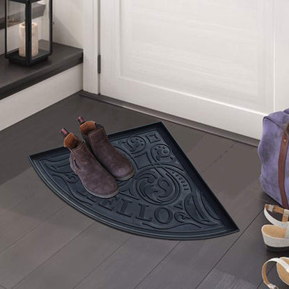 A1HC Heavy Duty Flexible and Durable 100% Rubber Hello Triangle Boot Trays Multi-Purpose for Shoes, Pets, Garden - Mudroom, Entryway, Garage and Scraper Doormat 21.6" X 21.6"