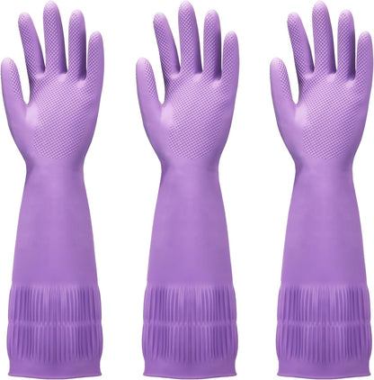 FMP Brands 3/6/12/60 Pairs 15 Inch Extra Long Rubber Dishwashing Gloves - Non-Slip for Cleaning, Kitchen, Bathroom, Gardening