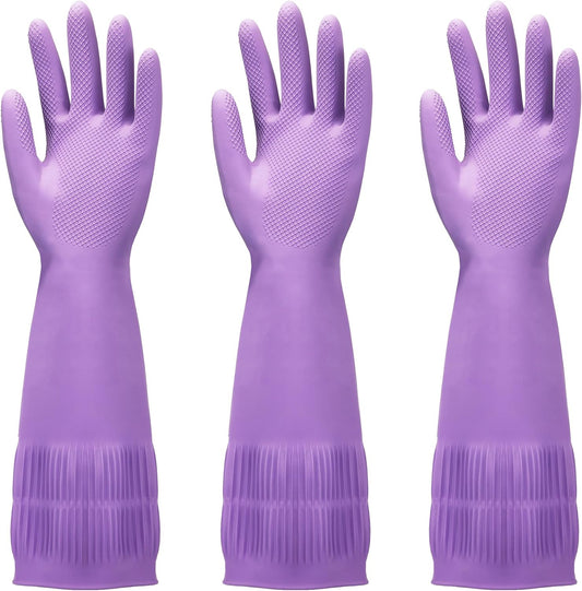 FMP Brands 3/6/12/60 Pairs 15 Inch Extra Long Rubber Dishwashing Gloves - Non-Slip for Cleaning, Kitchen, Bathroom, Gardening