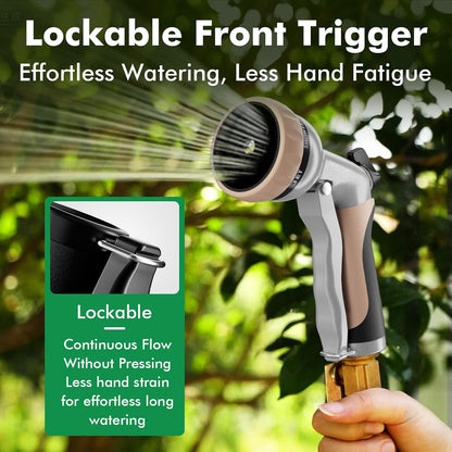 RESTMO Garden Hose Nozzle, Heavy Duty Metal Water Hose Nozzle with 7 Adjustable Spray Patterns, High Pressure Hand Sprayer with Flow Control for Watering Plants & Lawns, Washing Cars & Pets