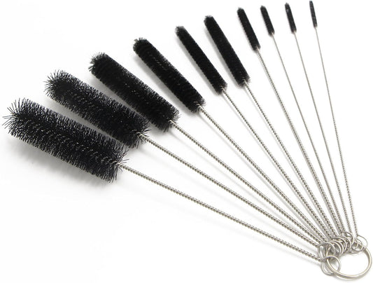 Eboot 10 Pcs 8.2 Inch Tube Cleaning Brushes Nylon Cleaner Brush Long Sink Drain Pipe Cleaning Brushes 10 Different Diameters for Bottle Straw Tumbler Home Sink Plumbing