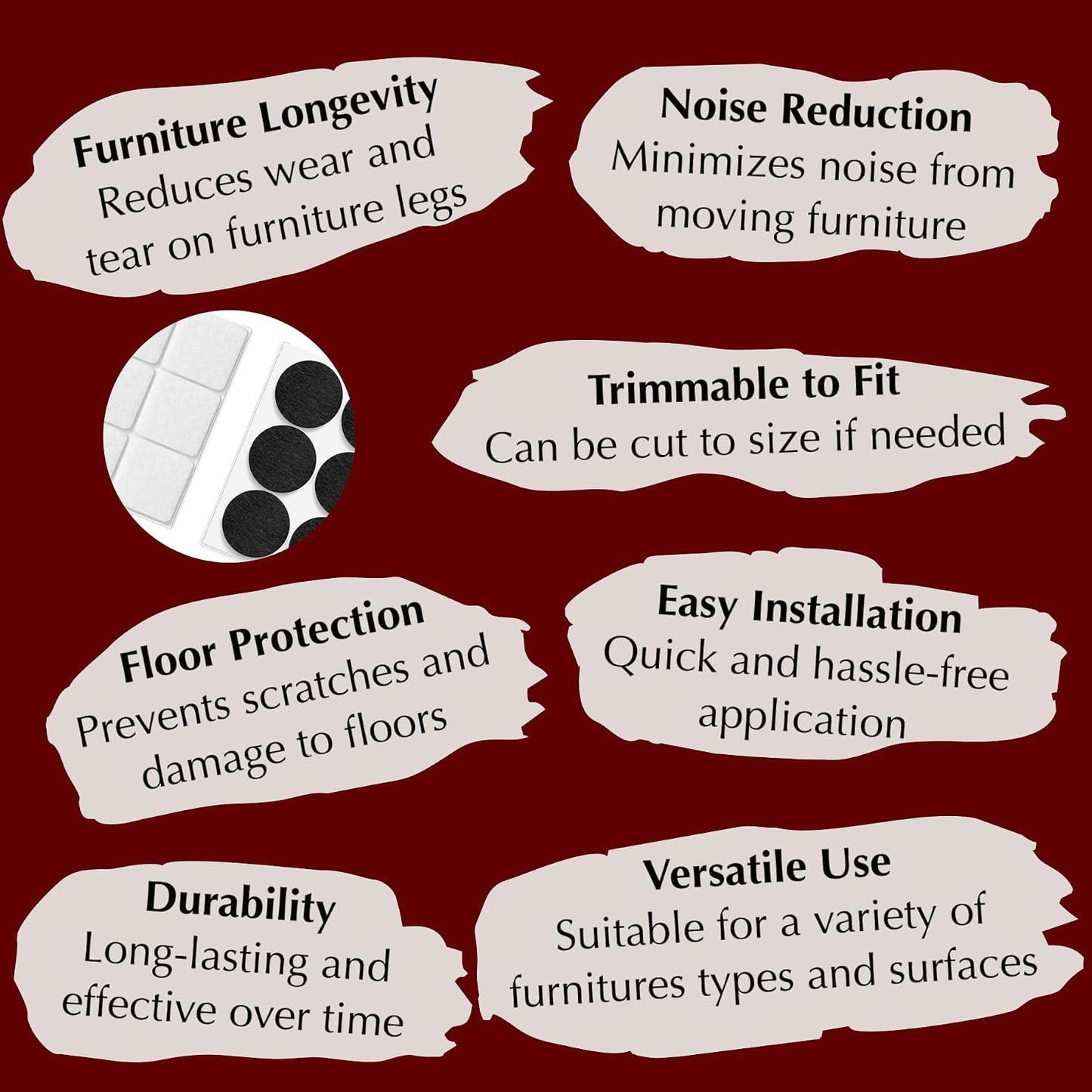 Felt Furniture Pads - Chair Leg Floor Protectors for Hardwood Floors - Felt Pads for Furniture - Furniture Sliders - Furniture Legs - 156 pcs - Black