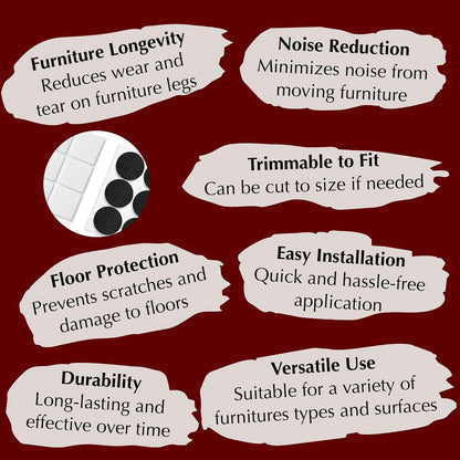 Felt Furniture Pads - Chair Leg Floor Protectors for Hardwood Floors - Felt Pads for Furniture - Furniture Sliders - Furniture Legs - 156 pcs - Black
