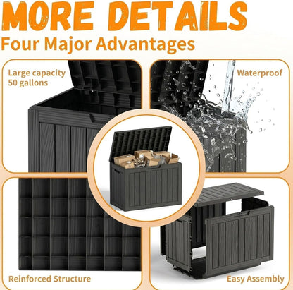 50Gal Outdoor Storage Box Anti-Theft Delivery Box Lockable Deck Box | Heavy-duty UV & weatherproof resin for secure parcel drop, patio cushion storage, garden tools & porch package organization