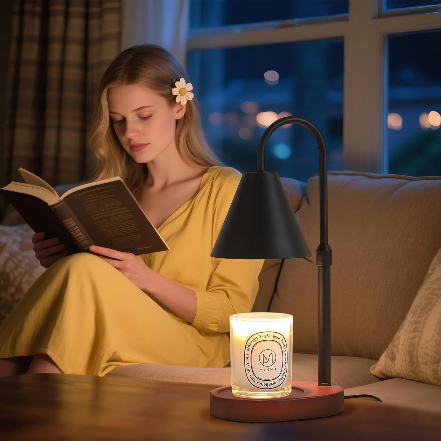 MEIXISUE Candle Warmer Lamp with Timer and Dimmer,Electric Gold Light Gifts for Women Melt Wax Warmer Lamp with 2 Bulbs for Candle Jars House Warming New Home Decor Bedroom