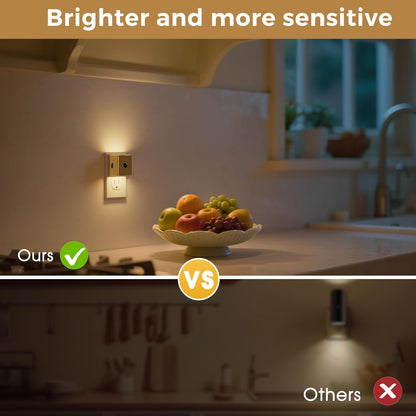 L LOHAS LED Motion Sensor Night Light, [2-Pack] Plug in Night Light with Motion Sensor and Dusk to Dawn Sensor, Brightness Adjustable, 3000K Soft White Nightlight for Bathroom Hallway Kitchen
