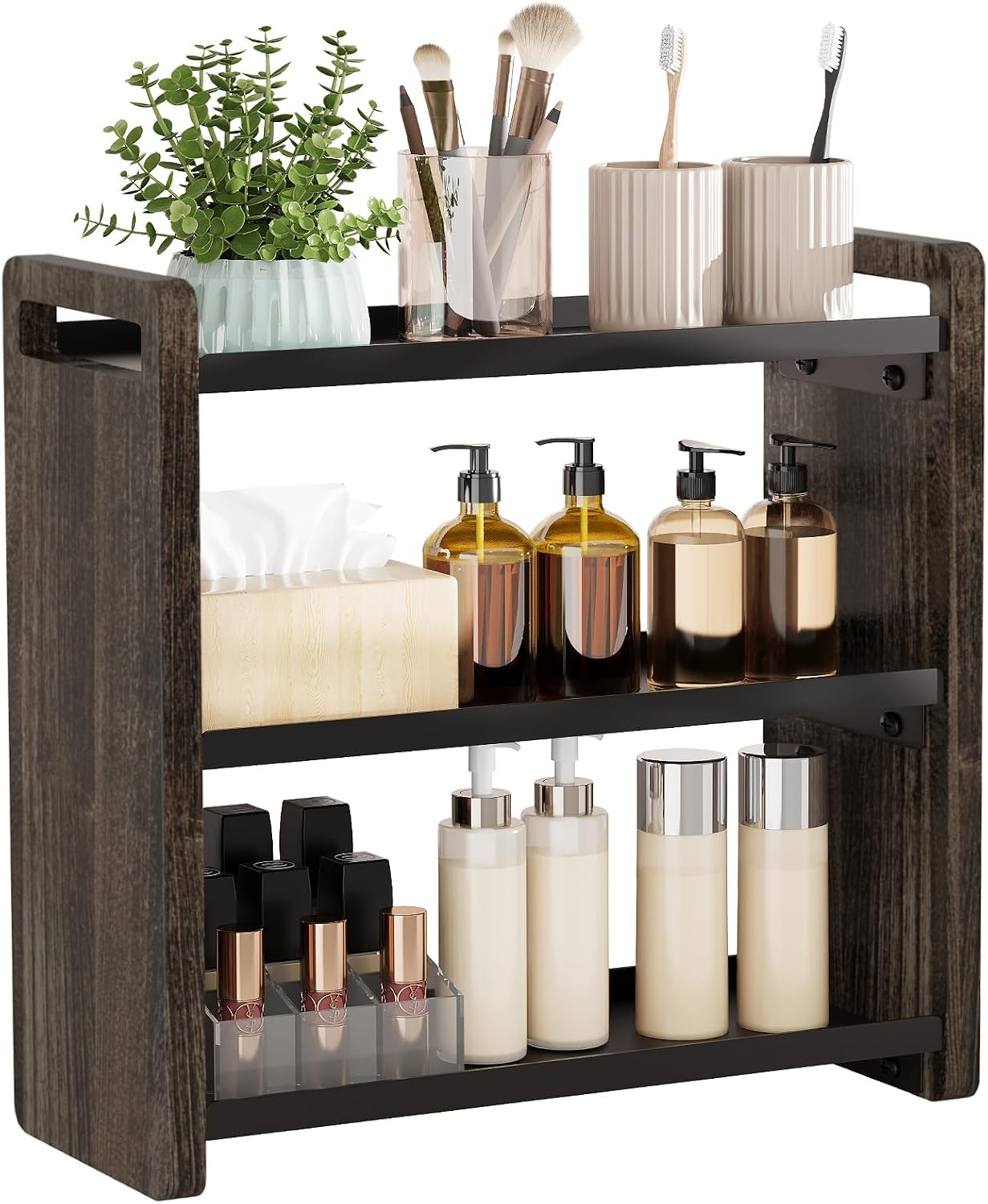 Bathroom Counter Organizer,Bathroom Counter Shelf,Bathroom Organizers,Under Sink Organizer,Cologne Organizer For Men,Colognes Stand,Cologne Cabinet,Vanity Shelf(Black 2 Tier)