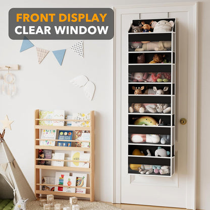 SpaceAid 1 Pack Over The Door Organizer with 5 Large Pockets and 10 Mesh Side Pockets, 5 Layers Door Organizer Hanging with Clear Window for Bedroom, Bathroom, Pantry and Nursery, Gray