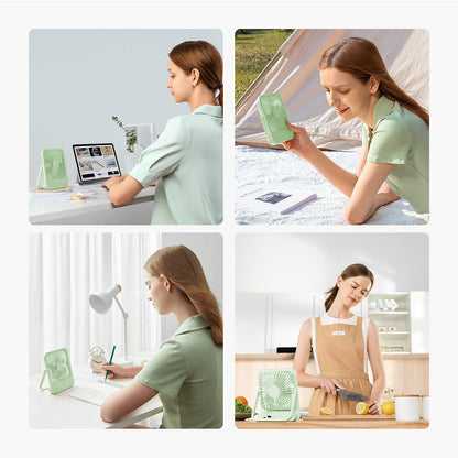 JISULIFE Desk Fan Battery Rechargeable, 4500mAh 180°Foldable Portable Personal Fan, 4 Speeds Adjustable Long Battery-life for Home Office Travel Outdoor Gifts for Women Men-White