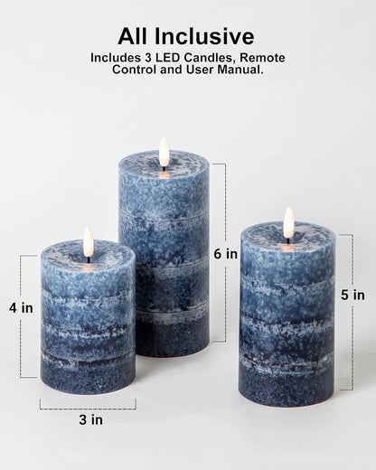 Stmarry White Flameless Candles with Remote and Timer, Real Wax Made LED Pillar Candles Battery Operated with 3D Flickering Flame - 3" x 4",5",6" - Set of 3