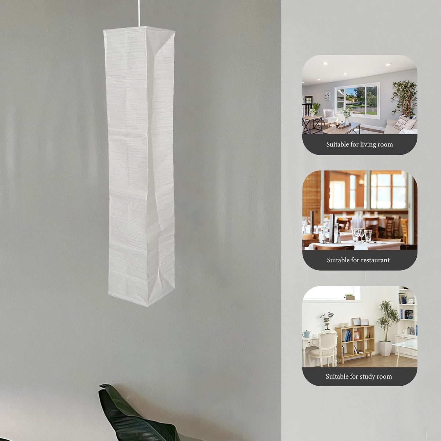 Veemoon Square Paper Floor Lamp Shade, Standing Rice Paper Lantern Shade Foldable Japanese Light Cover Modern Style Decorative Lampshade for Home Office Bedroom, Soft Lighting, 38. 5inch, Beige
