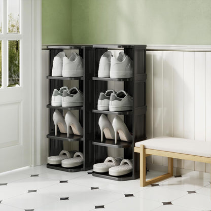 Kitstorack 8-Tier Vertical Plastic Shoe Rack, Freestanding Stackable Storage Organizer for Small Closets and Tight Spaces