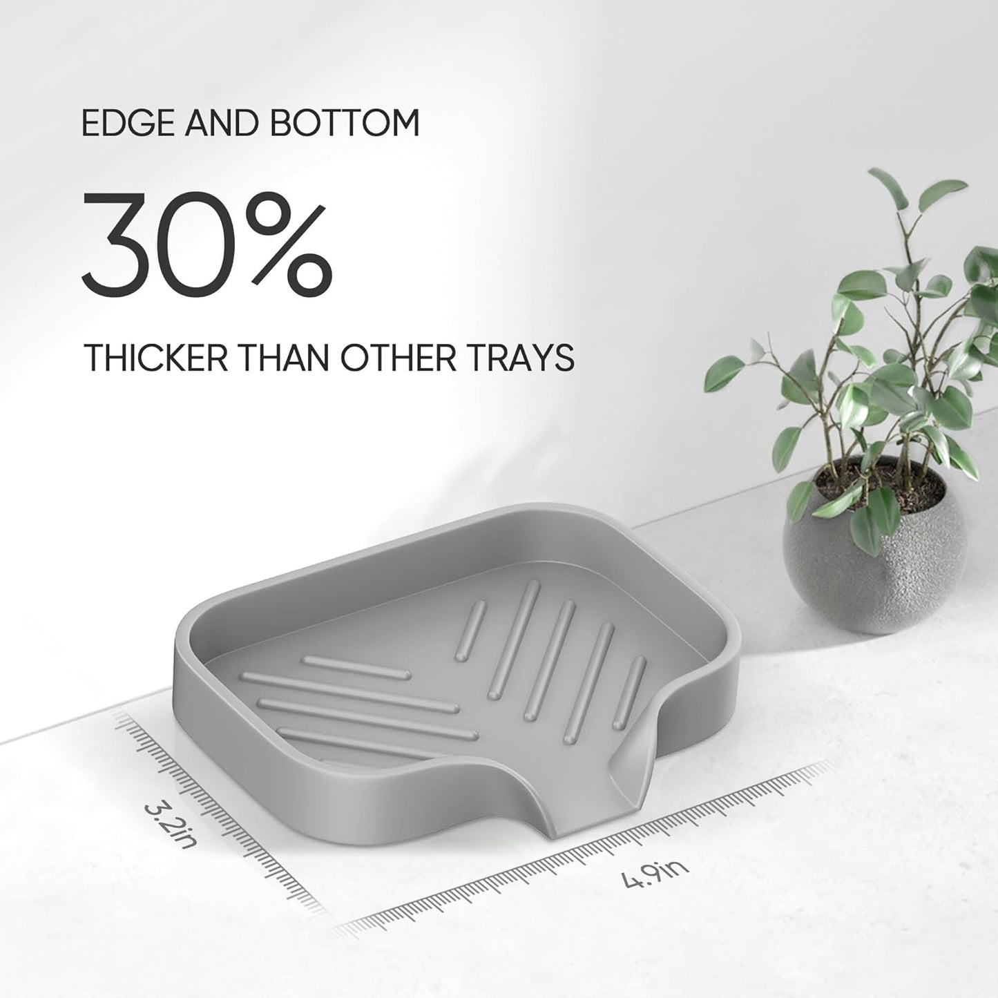 Great Silicone Soap Dish - 4 Pcs Thickened Self-Draining Soap Tray for Shower & Bathtub-Great High-Purity Silicone Soap Dish
