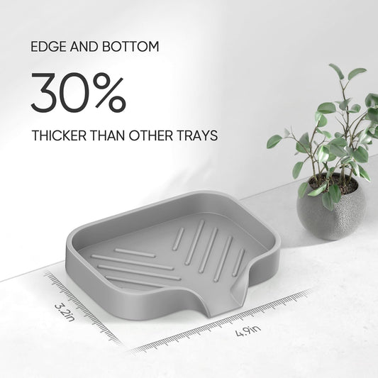 Great Silicone Soap Dish - 4 Pcs Thickened Self-Draining Soap Tray for Shower & Bathtub-Great High-Purity Silicone Soap Dish