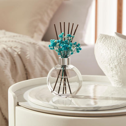 Flower Reed Diffuser Set 5.07oz Satin Rose Scent Diffuser with Sticks Home Fragrance Reed Diffuser for Bathroom Shelf Decor
