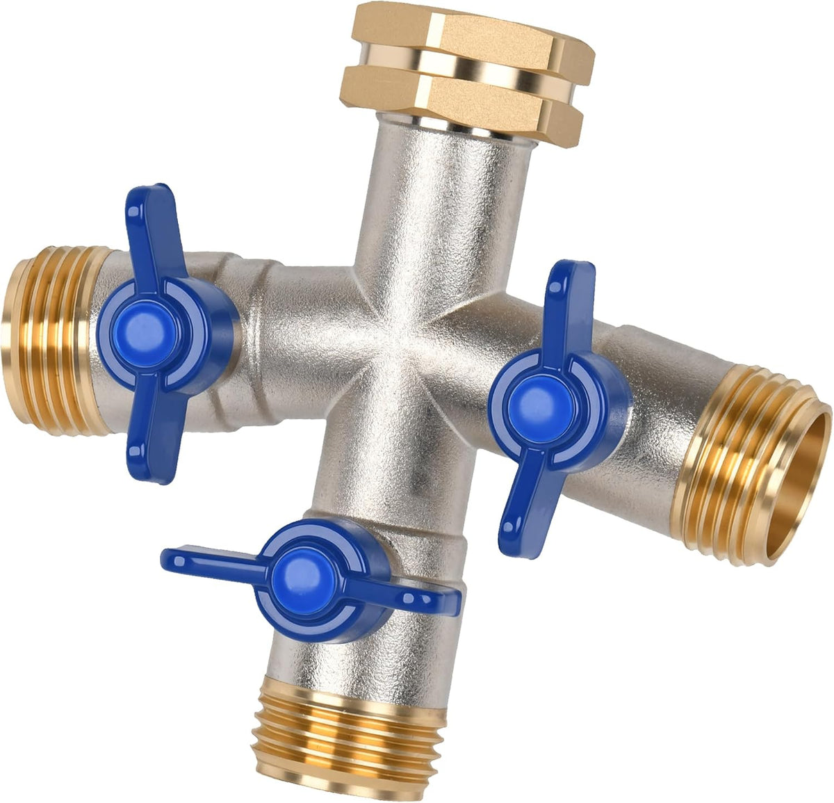 EJW Hose Splitter, 2 Way Hose Splitter, Garden Hose Splitters,Faucet Splitters, Outdoor Faucet Splitter, 2 Way Hose Connector,Brass Splitter, 3/4” GHT Threads.