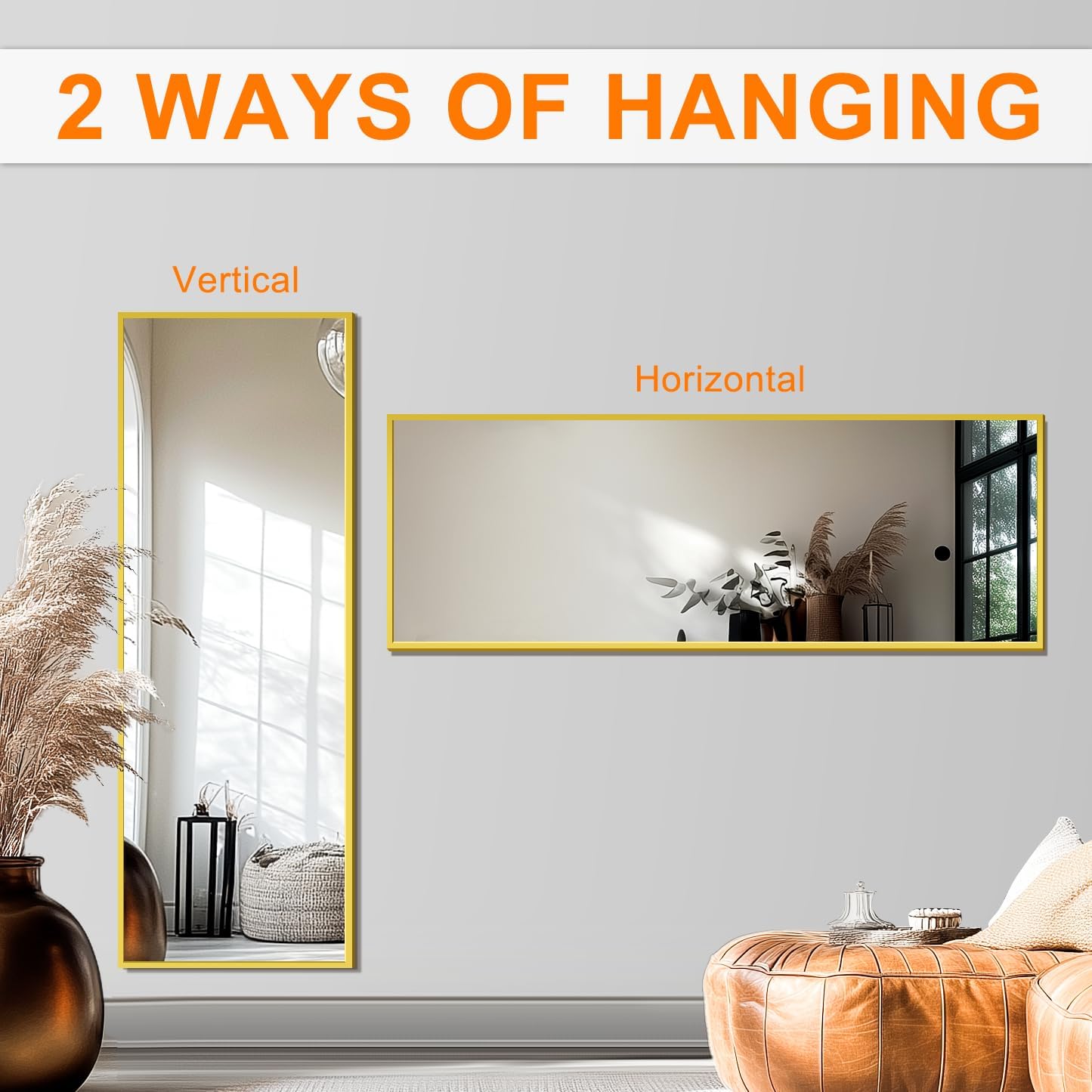 TRAHOME Full Length Floor Mirror 56"x15", Standing Mirror with Aluminum Frame, Large Body Mirror for Bedroom, Living Room and Bathroom, Black