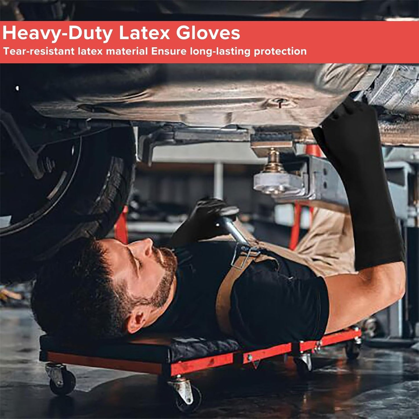 HandLove Heavy Duty Chemical Resistant Latex Gloves, 18-Inch Long Reusable Rubber Gloves for Cleaning, Dishwashing & Industrial Use, Waterproof, Oil, Acid & Alkali Resistant, Large, 1 Pair