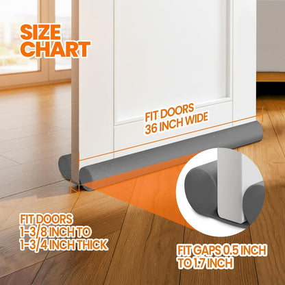 Adjustable Door Draft Stopper for Bottom of Door - Windproof, Light Blocking, Under Door Seal Blocker for Indoor/Outdoor, Machine Washable, Fits Door Gaps up to 1.75 Inches