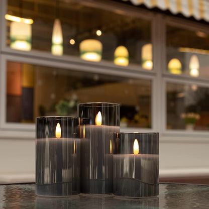 ANGELLOONG Flickering Flameless Candles, Realistic Battery Operated Candles with Remote and Timer, Set of 3 LED Candles for Room Fall Home Wedding Decor Centerpieces Table Party Valentines Decorations