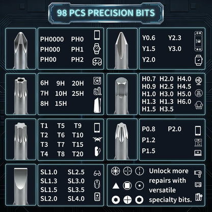 SHOWPIN Precision Computer Screwdriver Kit: 122PCS Laptop Screwdriver Sets | 101 Magnetic Drill Bits, Computer Accessories, Electronics Tool Kit Compatible for Tablet, PC, iPhone, PS4 Repair