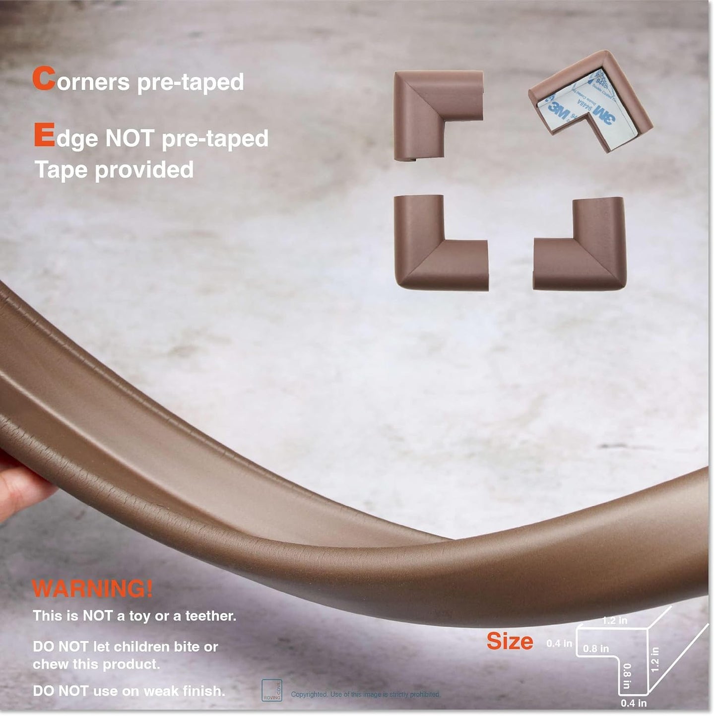 Roving Cove Slimfit Corner Edge Protector for Baby Proofing (Small 15ft Edge 4 Corners), Furniture Safety Bumper Guard, Soft NBR Rubber Foam, 3M Adhesive, Oyster White (Off White)