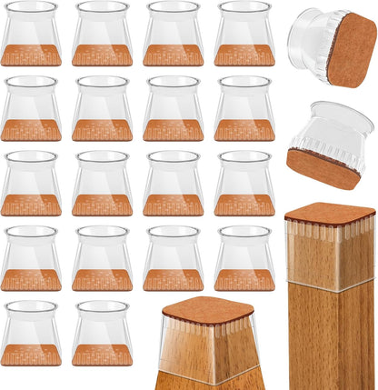 Chair Leg Floor Protectors, 24 Pack Silicone Furniture Pads for Hardwood Floors, Anti-Scratch Furniture Sliders Felt Pads, Noise-Reducing Chair Feet Covers, Table Legs Fit Sizes to(1.3" to 1.97")