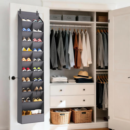 Lifewit 6 Tier Over the Door Shoe Organizer with 11 Large Deep Pockets, Fabric Hanging Shoes Shelf for Closet, Dorm Storage, Fit Up to 12 Pair Shoe Rack Holder for Sneakers, Boots, Gray
