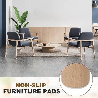 uxcell 32Pcs Non Slip Furniture Pads, 3" Round Self Adhesive Felt Bumpers Noise Reducing Furniture Feet Floor Protector for Chairs Tables Furniture Legs (White 0.2" Thick) - Colors B