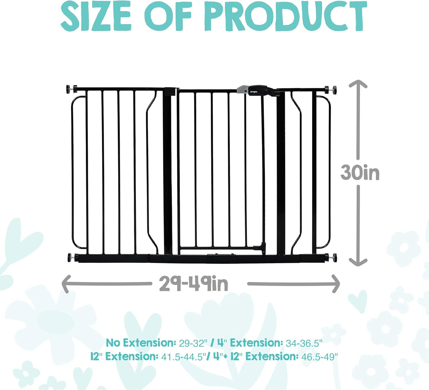 Regalo Safety 29-38.5" Baby Gate for Doorways & Bottom of Stairs, Pressure Mounted Baby Gate with Door for Babies, Toddlers & Pets, Tested & Safe for 30 Years, American Designed, American Owned, White