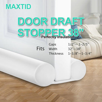 MAXTID Under Door Draft Stopper for Bottom of Doors 38" Black Door Blocker Noise ReducerLight Cold Air Guard Breeze Sound Proof Door Sweep Weather Stripping Door Seal Insulation Strip Gap Filler