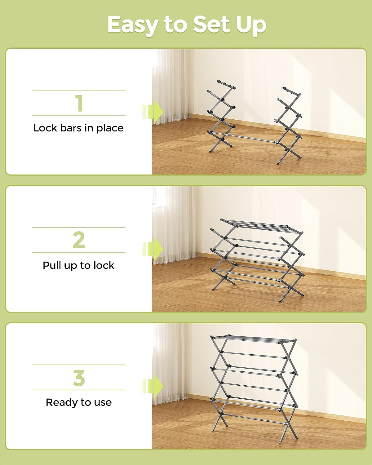APEXCHASER Drying Rack Clothing - 3 Tier Metal Clothes Drying Rack Collapsible, Laundry Drying Rack Expandable, Small Clothe Airer for Baby Clothes Towel Bib Sock Indoor Outdoor Use(White)