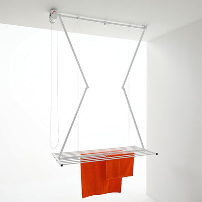 foxydry Mini, Ceiling Mounted Clothes Drying Rack, Pulley Clothesline, Vertical Folding Laundry Drying Rack 21.26" D x 59.84" W x 9.84" H