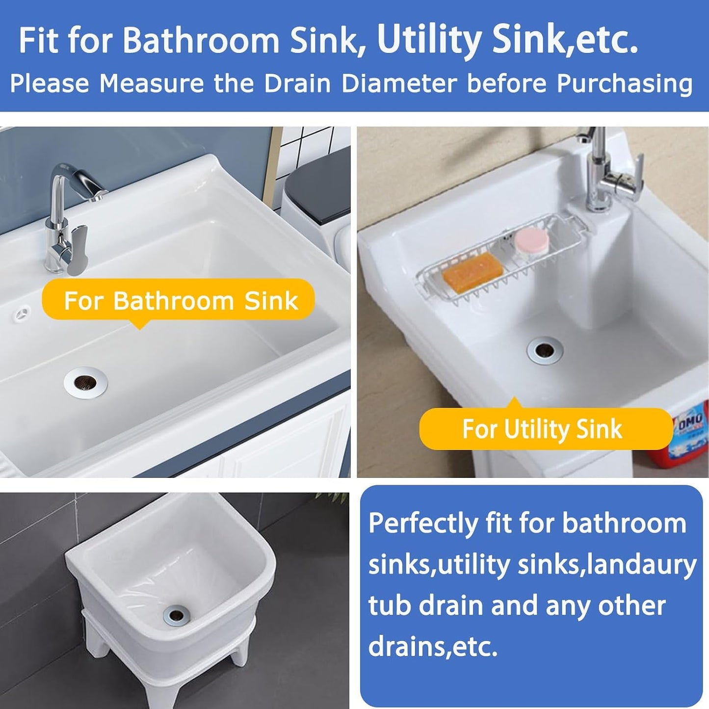 Bathroom Sink Drain Strainers for 1.1"-1.25" Depth Than 1.3" Drain Hole Catcher for Bathroom Sink,Laundry, Utility, RV Sink.Small Conical Bathroom Sink Strainer Basket
