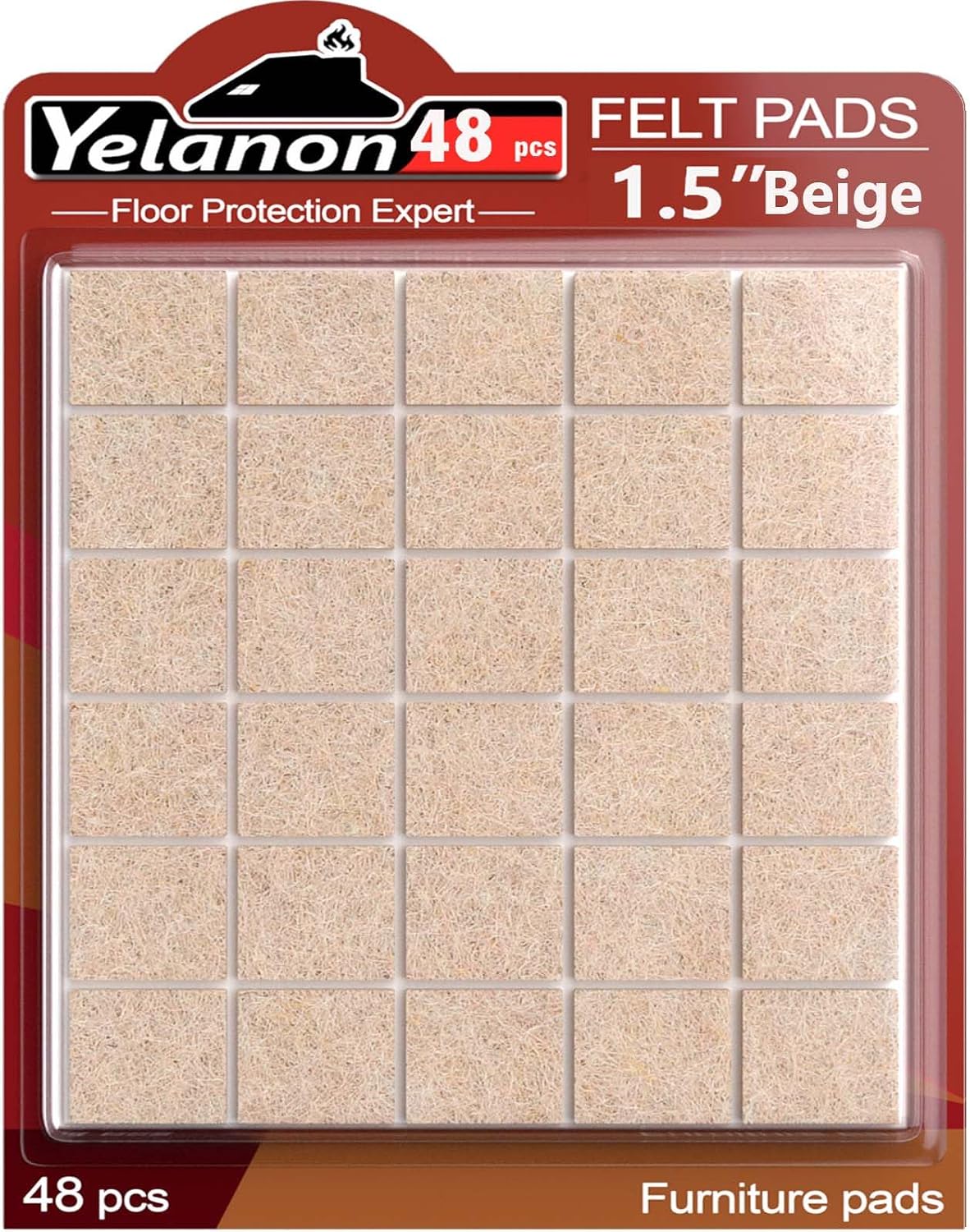 Yelanon Felt Furniture Pads for Hardwood Floors -36 Pcs 2" Premium Floor Protectors for Furniture, Felt Pads for Chair Legs, Black