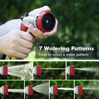 RESTMO Garden Hose Nozzle, Heavy Duty Metal Water Hose Nozzle with 7 Adjustable Spray Patterns, High Pressure Hand Sprayer with Flow Control for Watering Plants & Lawns, Washing Cars & Pets