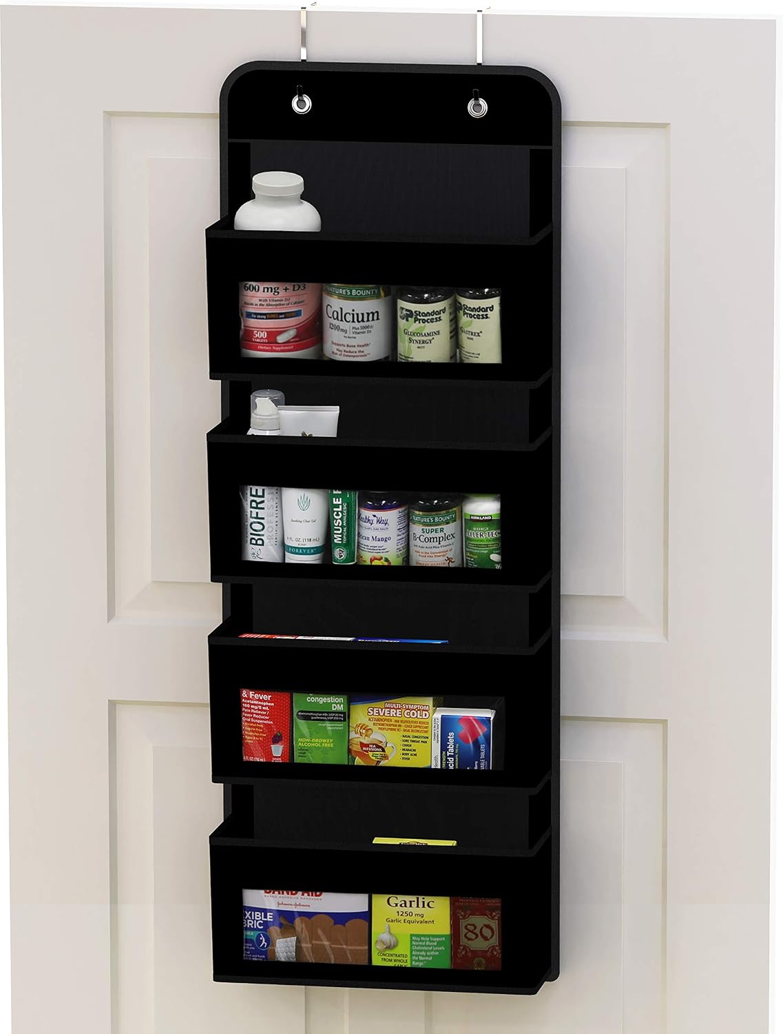 Simple Houseware 6 Clear Window Pocket Over Closet Door Storage Hanging Organizer for Bedroom, Bathroom, Pantry, Beige